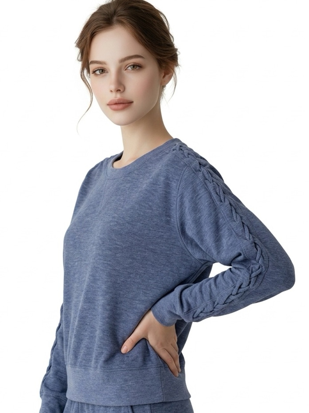 VICTORIA’S SECRET | Navy Blue Loungewear Sweatshirt Lace Up Sleeves Women’s M